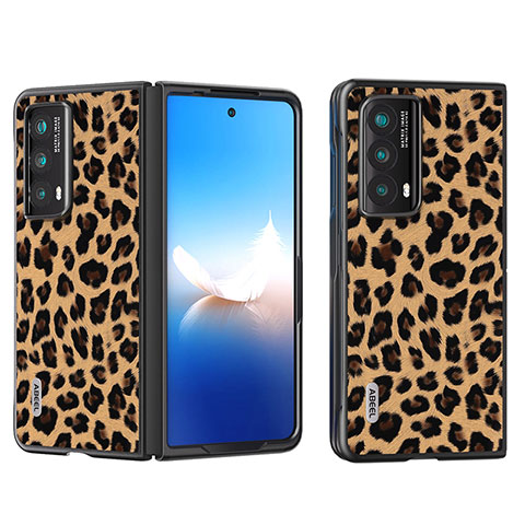 Huawei Honor Magic Vs2 5G用ハイブリットバンパーケース 高級感 手触り良いレザー柄 兼プラスチック B08H ファーウェイ ライト・ブラウン