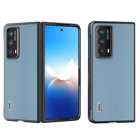 Huawei Honor Magic Vs2 5G用ハイブリットバンパーケース 高級感 手触り良いレザー柄 兼プラスチック B10H ファーウェイ ブルー