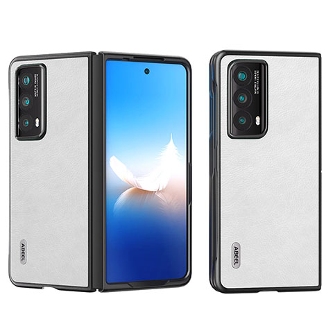 Huawei Honor Magic Vs2 5G用ハイブリットバンパーケース 高級感 手触り良いレザー柄 兼プラスチック B12H ファーウェイ ホワイト