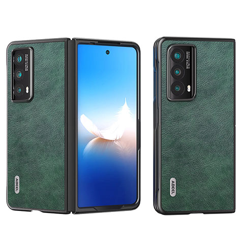 Huawei Honor Magic Vs2 5G用ハイブリットバンパーケース 高級感 手触り良いレザー柄 兼プラスチック B12H ファーウェイ グリーン