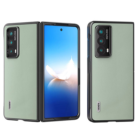 Huawei Honor Magic Vs2 5G用ハイブリットバンパーケース 高級感 手触り良いレザー柄 兼プラスチック B14H ファーウェイ グリーン