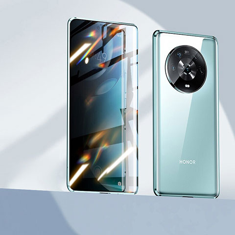 Huawei Honor Magic4 5G用ケース 高級感 手触り良い アルミメタル 製の金属製 360度 フルカバーバンパー 鏡面 カバー P04 ファーウェイ グリーン