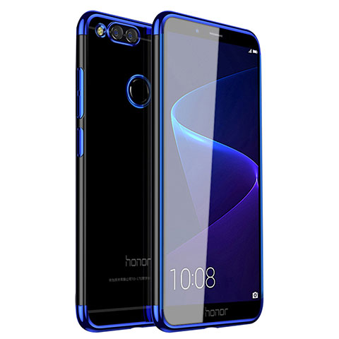 Huawei Honor Play 7X用極薄ソフトケース シリコンケース 耐衝撃 全面保護 クリア透明 H01 ファーウェイ ネイビー