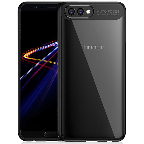 Huawei Honor V10用ハイブリットバンパーケース クリア透明 プラスチック 鏡面 ファーウェイ ブラック