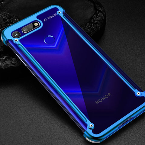 Huawei Honor V20用ケース 高級感 手触り良い アルミメタル 製の金属製 バンパー カバー T01 ファーウェイ ネイビー