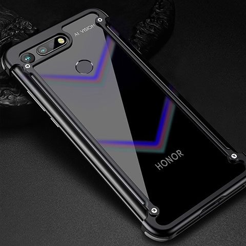 Huawei Honor V20用ケース 高級感 手触り良い アルミメタル 製の金属製 バンパー カバー T01 ファーウェイ ブラック