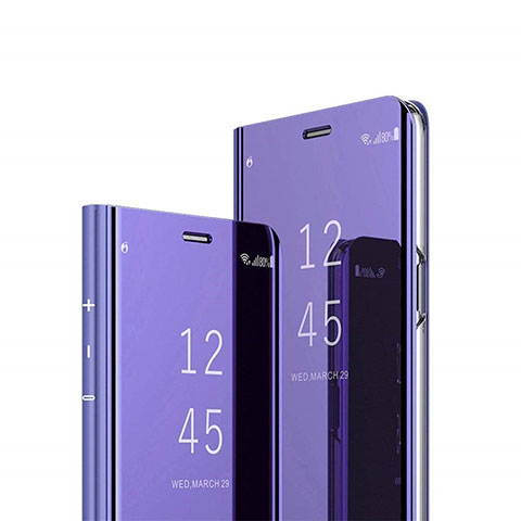 Huawei Honor V30 5G用手帳型 レザーケース スタンド 鏡面 カバー M01 ファーウェイ パープル