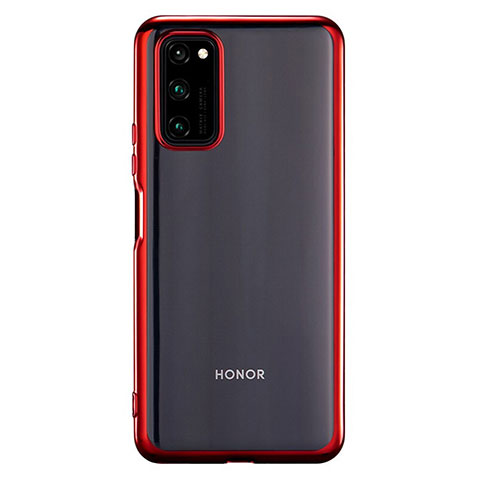 Huawei Honor V30 5G用極薄ソフトケース シリコンケース 耐衝撃 全面保護 クリア透明 S01 ファーウェイ レッド