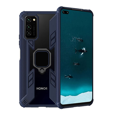 Huawei Honor V30 5G用ハイブリットバンパーケース プラスチック アンド指輪 マグネット式 R02 ファーウェイ ネイビー