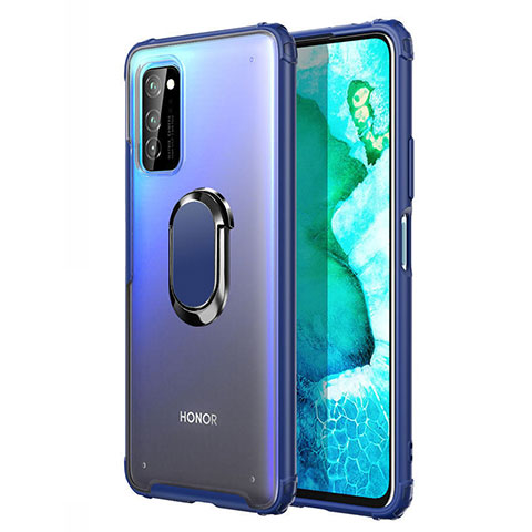 Huawei Honor V30 5G用ハイブリットバンパーケース プラスチック アンド指輪 マグネット式 R04 ファーウェイ ネイビー