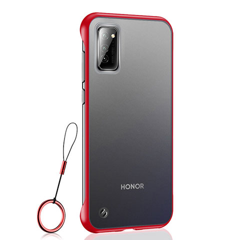 Huawei Honor V30 5G用ハードカバー クリスタル クリア透明 S04 ファーウェイ レッド