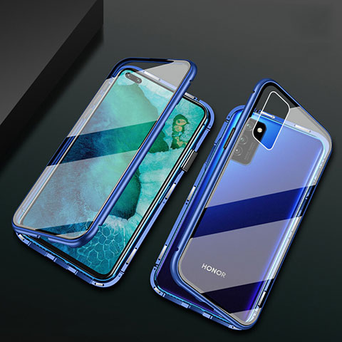 Huawei Honor V30 5G用ケース 高級感 手触り良い アルミメタル 製の金属製 360度 フルカバーバンパー 鏡面 カバー M04 ファーウェイ ネイビー