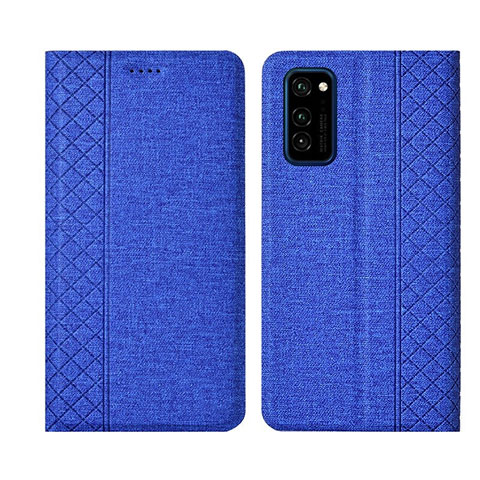 Huawei Honor V30 Pro 5G用手帳型 布 スタンド H01 ファーウェイ ネイビー