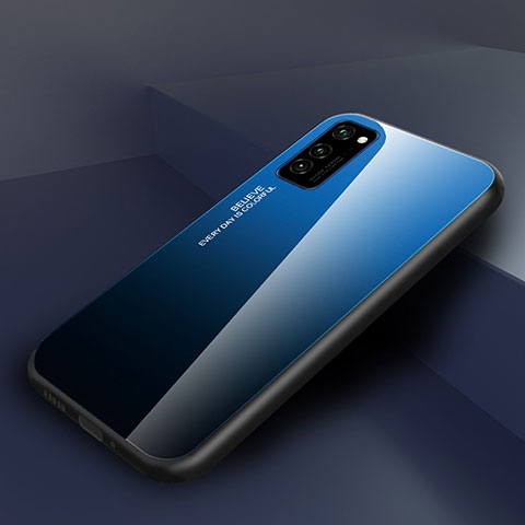 Huawei Honor V30 Pro 5G用ハイブリットバンパーケース プラスチック 鏡面 虹 グラデーション 勾配色 カバー H01 ファーウェイ ネイビー