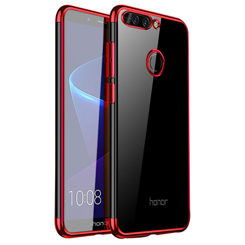 Huawei Honor V9用極薄ソフトケース シリコンケース 耐衝撃 全面保護 クリア透明 H01 ファーウェイ レッド