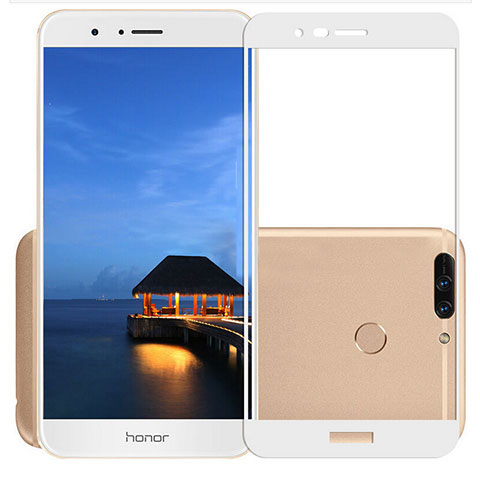 Huawei Honor V9用強化ガラス フル液晶保護フィルム F02 ファーウェイ ホワイト