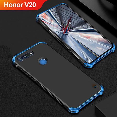 Huawei Honor View 20用ケース 高級感 手触り良い メタル兼プラスチック バンパー M01 ファーウェイ ネイビー・ブラック