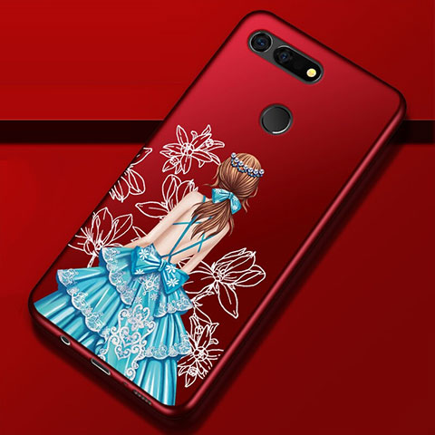 Huawei Honor View 20用シリコンケース ソフトタッチラバー バタフライ ドレスガール ドレス少女 カバー K02 ファーウェイ マルチカラー