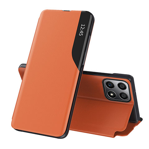 Huawei Honor X8b用手帳型 レザーケース スタンド カバー QH1 ファーウェイ オレンジ