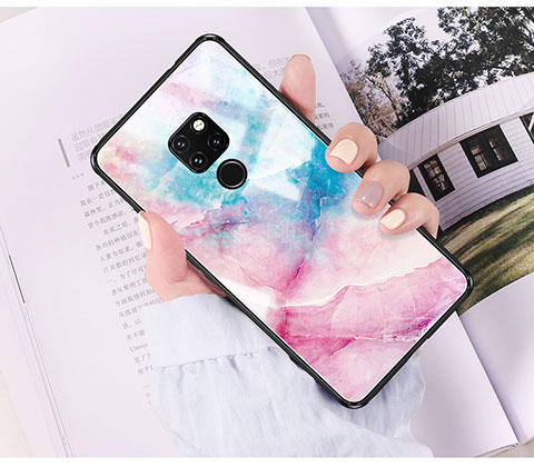 Huawei Mate 20用ハイブリットバンパーケース プラスチック パターン 鏡面 S01 ファーウェイ マルチカラー