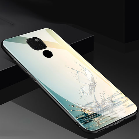 Huawei Mate 20用ハイブリットバンパーケース プラスチック 鏡面 花 カバー ファーウェイ イエロー