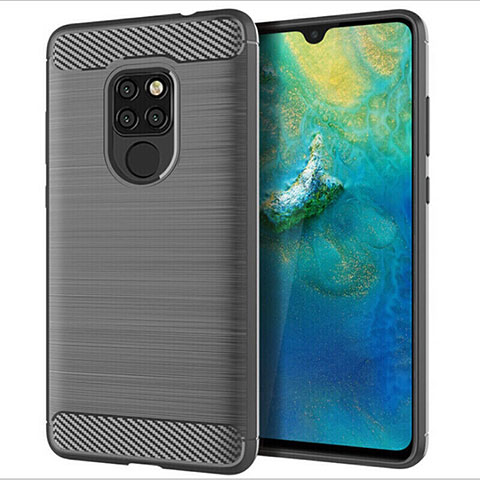 Huawei Mate 20用シリコンケース ソフトタッチラバー ツイル カバー S02 ファーウェイ グレー