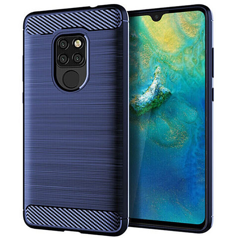 Huawei Mate 20用シリコンケース ソフトタッチラバー ツイル カバー S02 ファーウェイ ネイビー