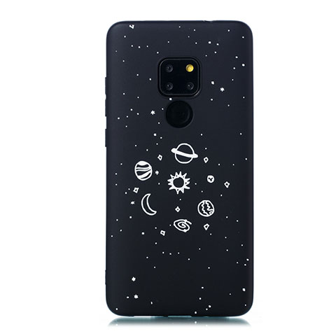 Huawei Mate 20用シリコンケース ソフトタッチラバー バタフライ 星空 カバー ファーウェイ ブラック