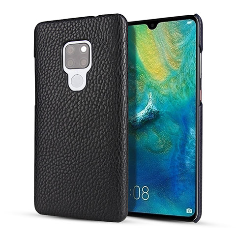 Huawei Mate 20用ケース 高級感 手触り良いレザー柄 S01 ファーウェイ ブラック