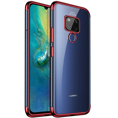 Huawei Mate 20用極薄ソフトケース シリコンケース 耐衝撃 全面保護 クリア透明 S04 ファーウェイ レッド