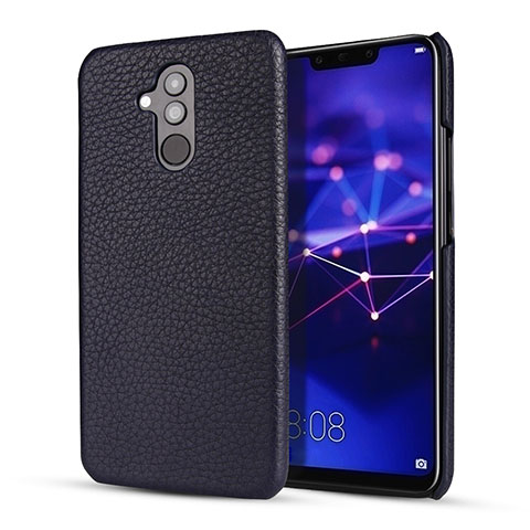 Huawei Mate 20 Lite用ケース 高級感 手触り良いレザー柄 S04 ファーウェイ ネイビー