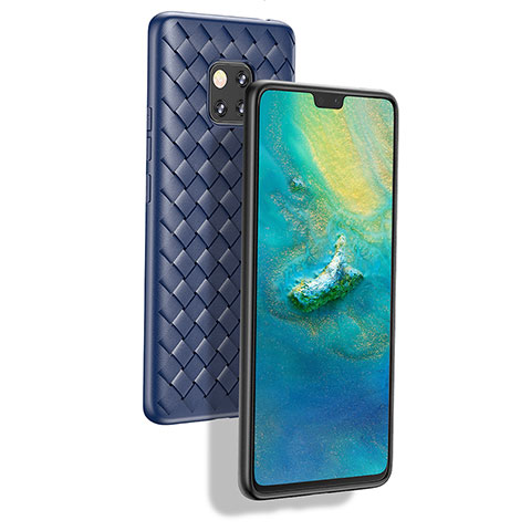 Huawei Mate 20 Pro用シリコンケース ソフトタッチラバー ツイル B02 ファーウェイ ネイビー