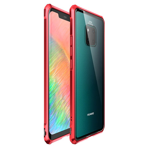 Huawei Mate 20 Pro用ケース 高級感 手触り良い アルミメタル 製の金属製 バンパー 鏡面 カバー ファーウェイ レッド