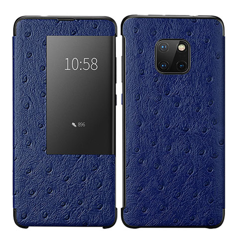 Huawei Mate 20 Pro用手帳型 レザーケース スタンド カバー P02 ファーウェイ ネイビー