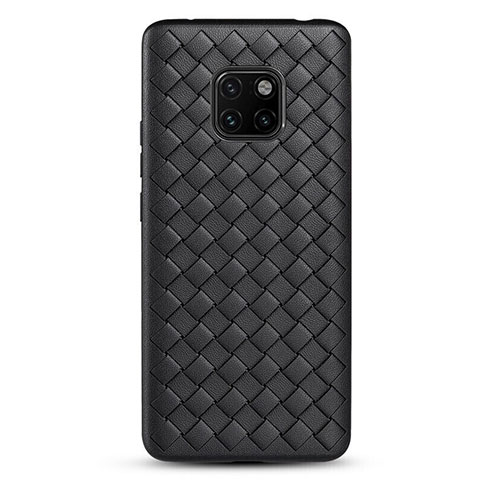 Huawei Mate 20 Pro用シリコンケース ソフトタッチラバー レザー柄 カバー H04 ファーウェイ ブラック