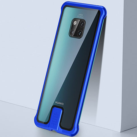 Huawei Mate 20 Pro用ケース 高級感 手触り良い アルミメタル 製の金属製 360度 フルカバーバンパー 鏡面 カバー T05 ファーウェイ ネイビー