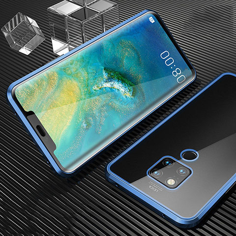 Huawei Mate 20 X 5G用ケース 高級感 手触り良い アルミメタル 製の金属製 360度 フルカバーバンパー 鏡面 カバー T02 ファーウェイ ネイビー