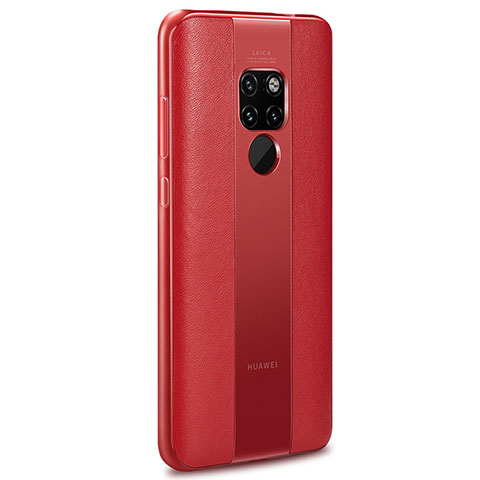 Huawei Mate 20 X 5G用シリコンケース ソフトタッチラバー レザー柄 カバー H03 ファーウェイ レッド