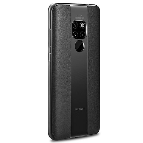 Huawei Mate 20 X 5G用シリコンケース ソフトタッチラバー レザー柄 カバー H03 ファーウェイ ブラック