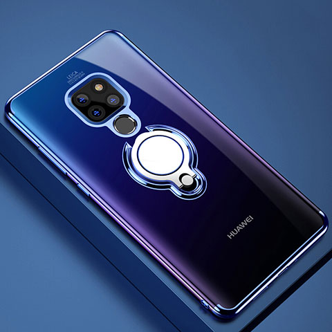 Huawei Mate 20 X 5G用極薄ソフトケース シリコンケース 耐衝撃 全面保護 クリア透明 アンド指輪 マグネット式 C01 ファーウェイ ネイビー