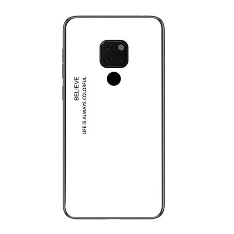 Huawei Mate 20 X 5G用ハイブリットバンパーケース プラスチック 鏡面 虹 グラデーション 勾配色 カバー H01 ファーウェイ ホワイト