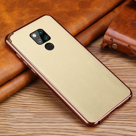 Huawei Mate 20 X用シリコンケース ソフトタッチラバー レザー柄 ファーウェイ ゴールド