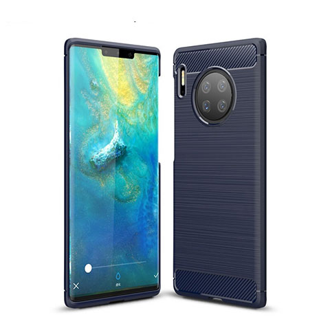 Huawei Mate 30 5G用シリコンケース ソフトタッチラバー ライン カバー ファーウェイ ネイビー