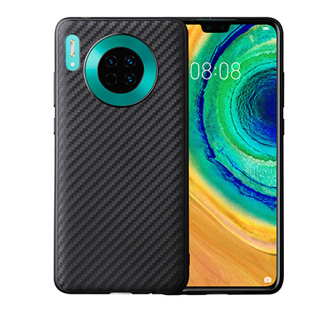 Huawei Mate 30用シリコンケース ソフトタッチラバー ツイル カバー ファーウェイ ブラック