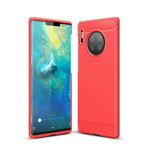 Huawei Mate 30用シリコンケース ソフトタッチラバー ライン カバー ファーウェイ レッド