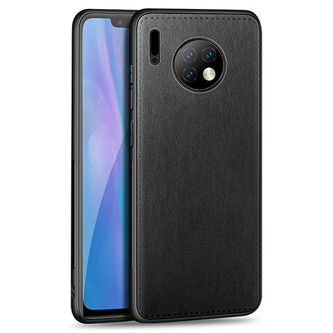 Huawei Mate 30用シリコンケース ソフトタッチラバー レザー柄 カバー H03 ファーウェイ ブラック