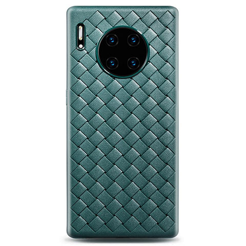 Huawei Mate 30用シリコンケース ソフトタッチラバー レザー柄 カバー D01 ファーウェイ グリーン