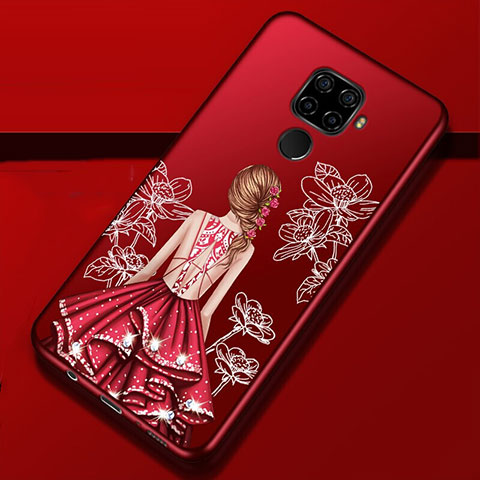 Huawei Mate 30 Lite用シリコンケース ソフトタッチラバー バタフライ ドレスガール ドレス少女 カバー ファーウェイ レッド