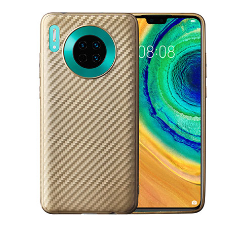 Huawei Mate 30 Pro 5G用シリコンケース ソフトタッチラバー ツイル カバー ファーウェイ ゴールド