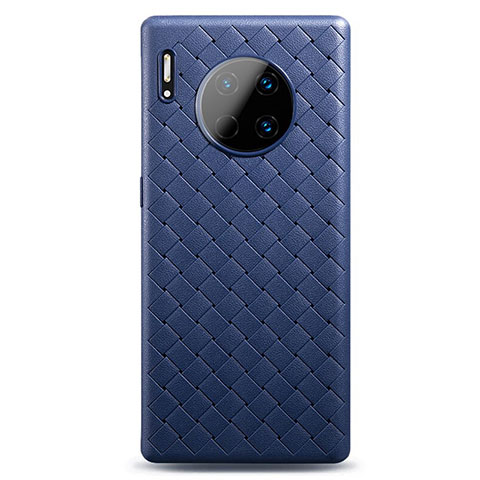 Huawei Mate 30 Pro 5G用シリコンケース ソフトタッチラバー レザー柄 カバー H01 ファーウェイ ネイビー